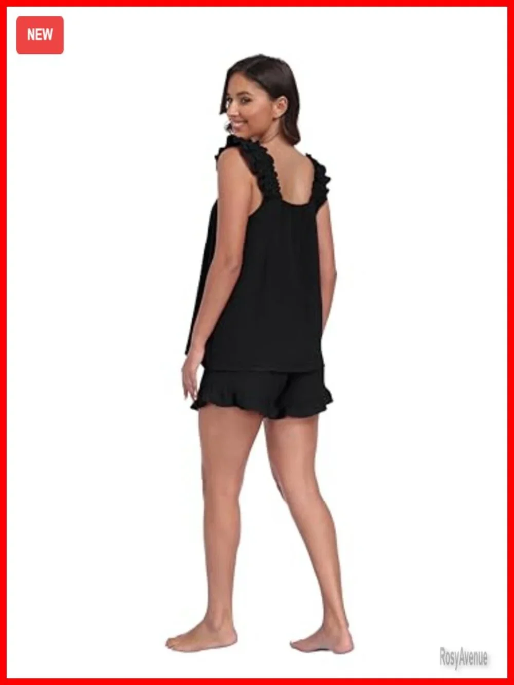 Women Pajama Set 2 Piece Ruffle Tank Top Shorts Sleepwear